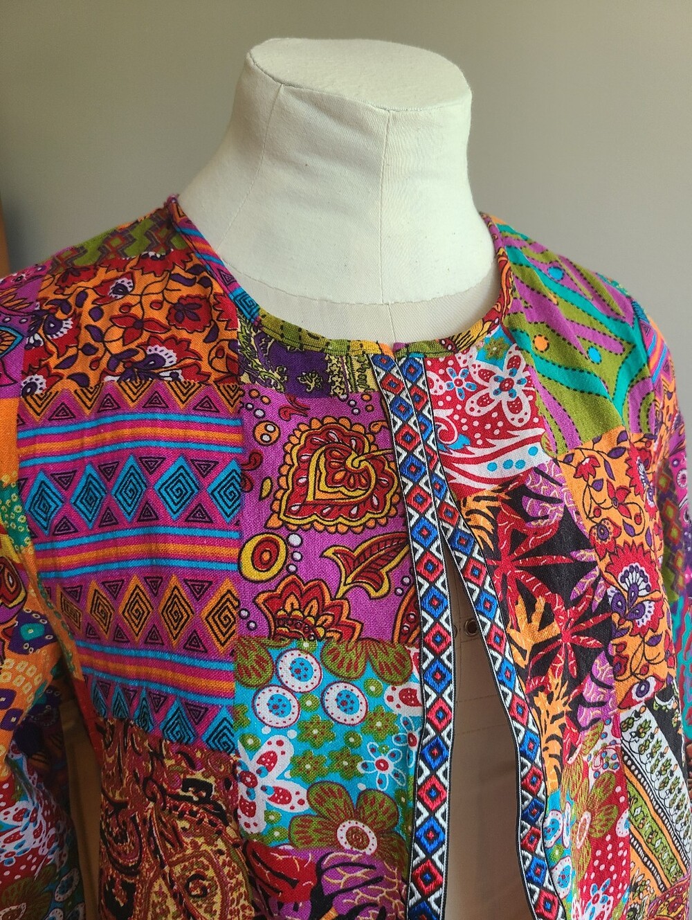 Colorful Patchwork Open Front Jacket - Picture 4 of 12